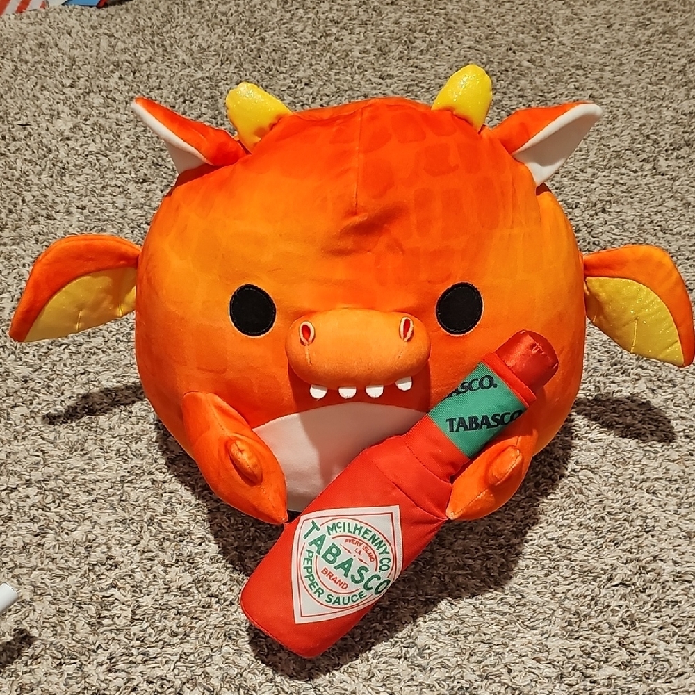 Orange Dragon Plush Toy with Tabasco Bottle - Kids Toy